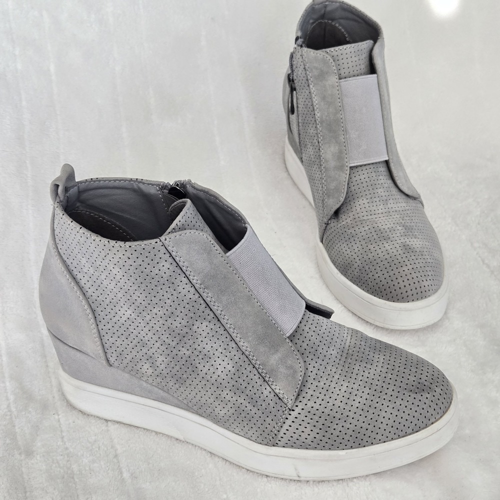 JC Wedge Sneakers Women's Sz 7.5 Side Zipper Booties Heeled Platform Ankle Boots